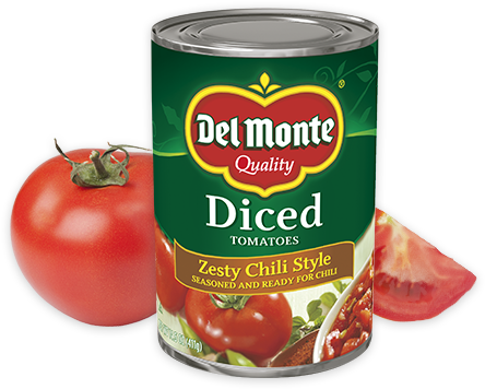 Zesty Chili Style - Del Monte No Salt Added Diced Tomatoes 14.5 Oz. Can (1050x356), Png Download