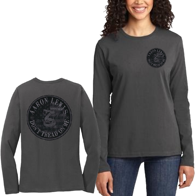 Aaron Lewis Ladies Long Sleeve Charcoal Don't Tread - Port & Company Women's Long Sleeve 54 Oz 100% Cotton (800x800), Png Download