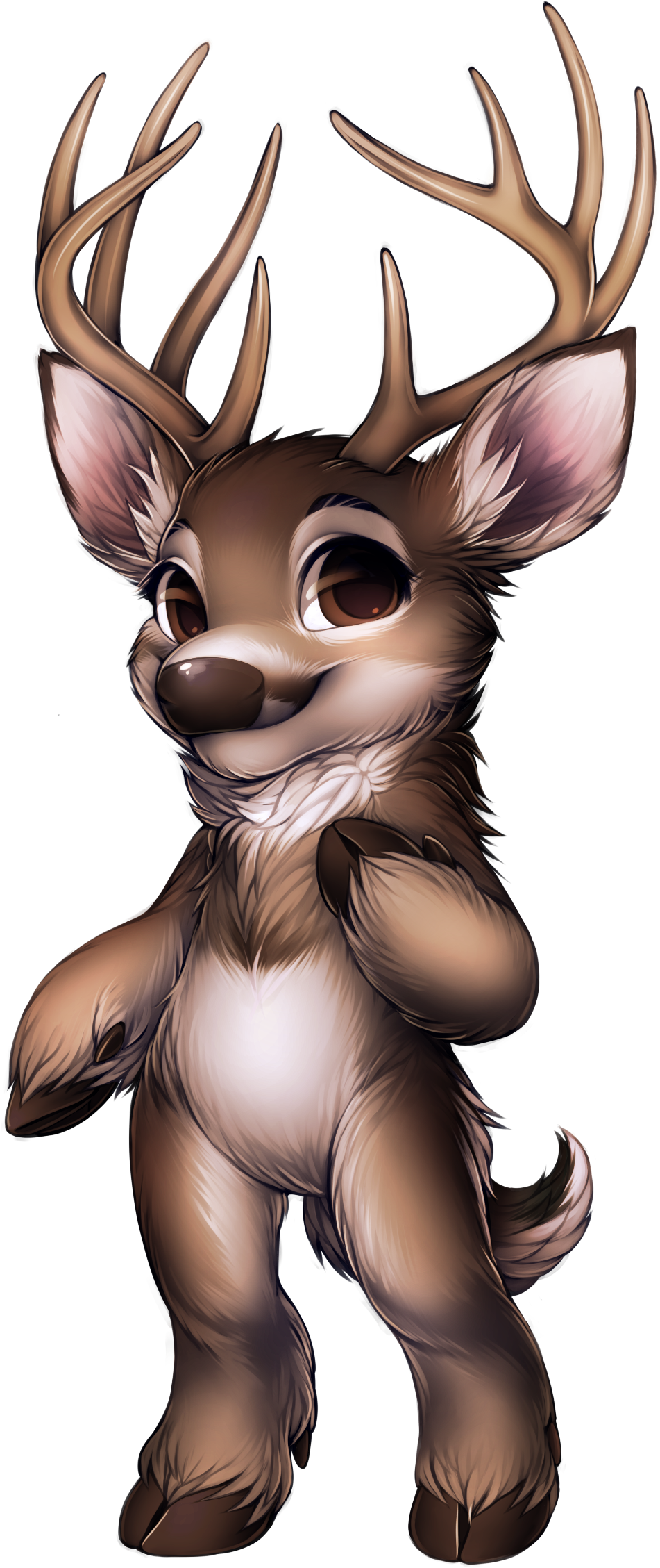 66 11 White Tailed - Antlers Png Drawing Furry (1200x2402), Png Download