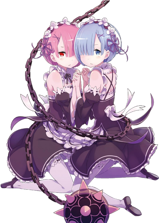Photo - Re Zero Ram And Rem Render (530x722), Png Download