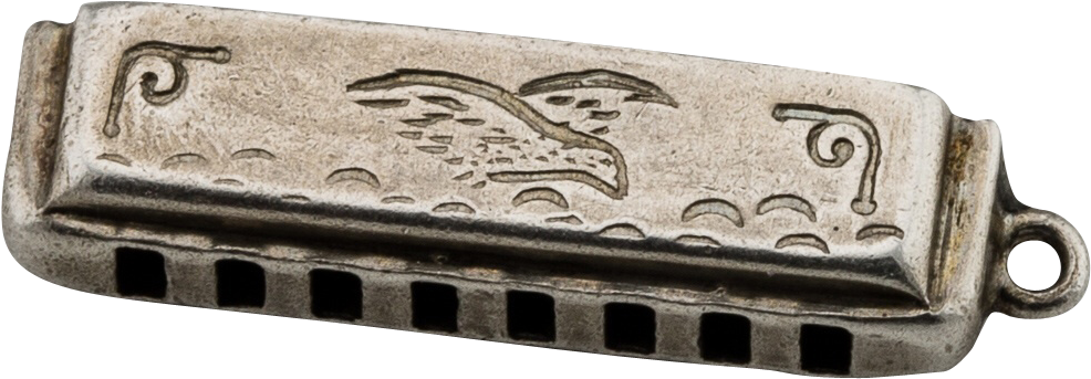 Vintage Sterling Harmonica Charm Works Cords, Guitar, - Harmonica (985x985), Png Download