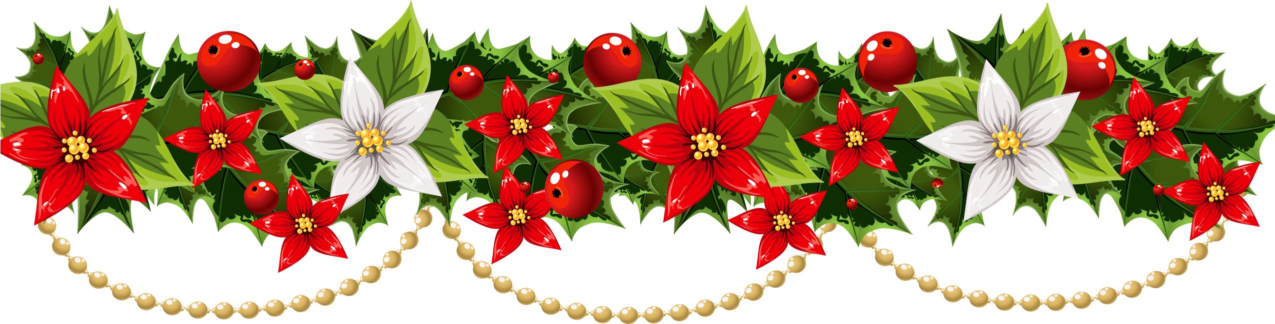Christmas Decoration Garland Art - Clip Art Christmas Garland (2550x813), Png Download