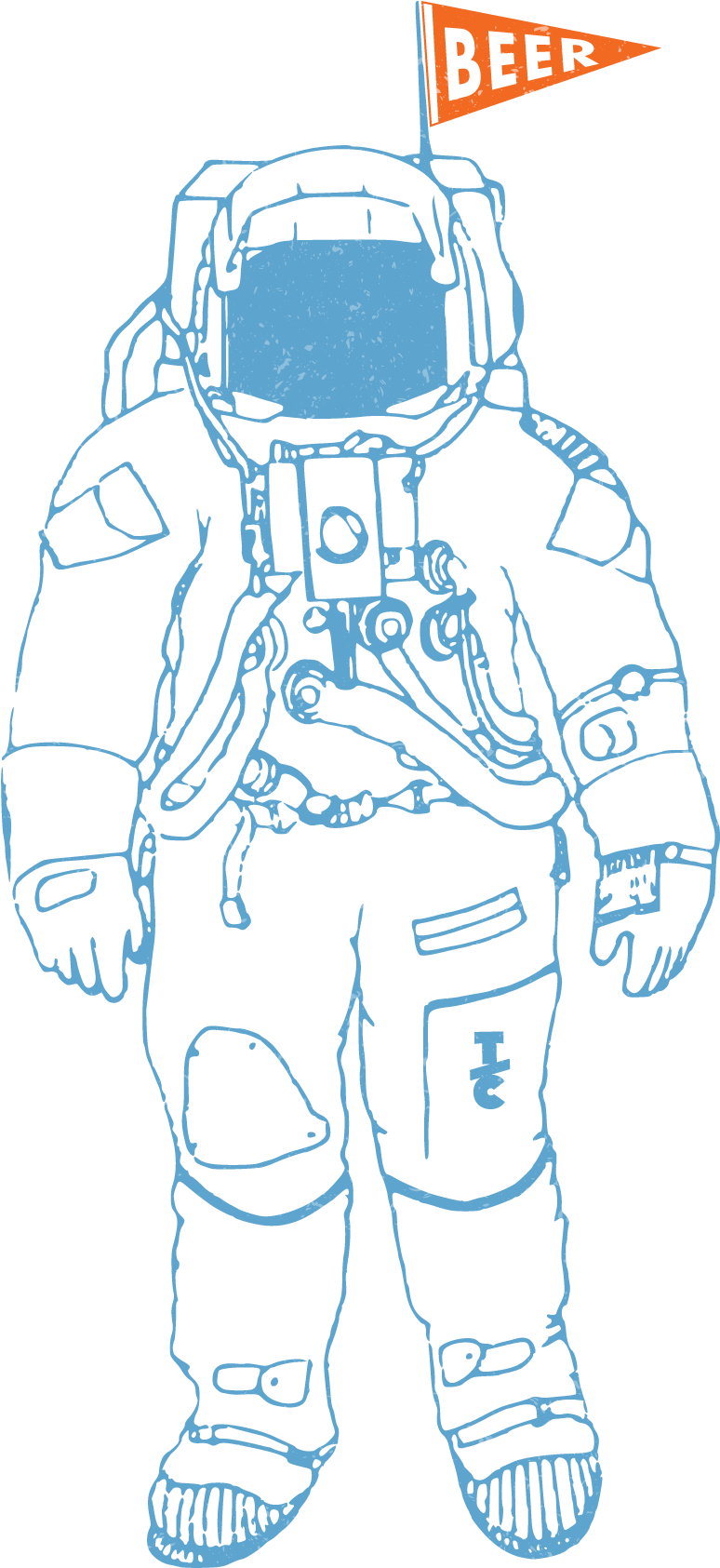 Astronaut With Beer Flag - Drawing (800x1704), Png Download