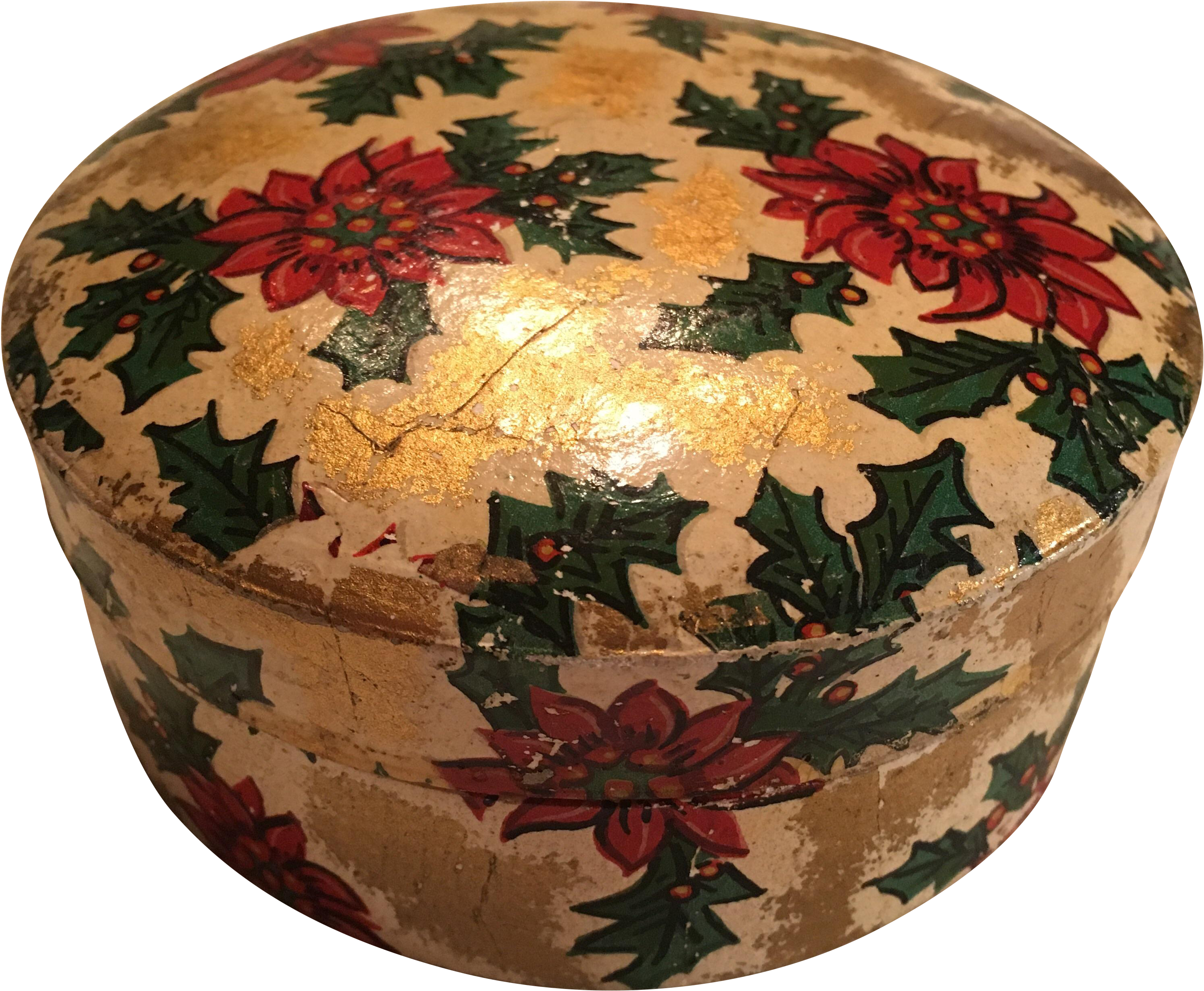 Vintage Christmas Paper Mache Coasters In Box - Christmas Day (3314x2729), Png Download