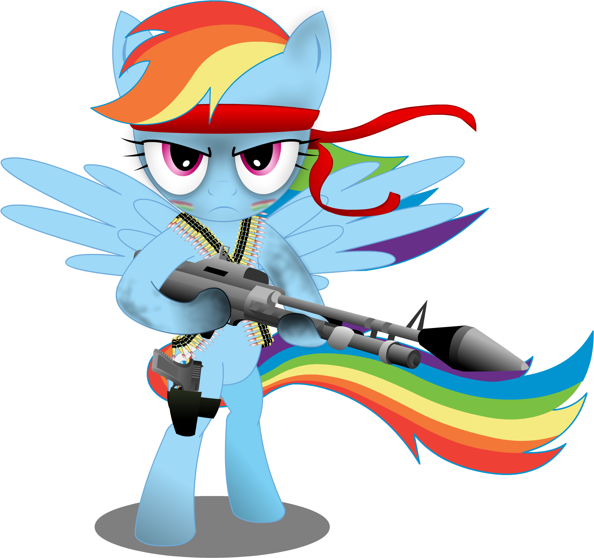 Gonein10seconds, Bandana, Bandolier, Bipedal, Female, - Rainbow Dash With Guns (2400x3200), Png Download