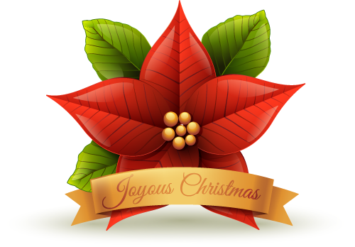 Joyous Christmas Clip Art Holiday Scrapbook - Poinsettia Png (500x348), Png Download