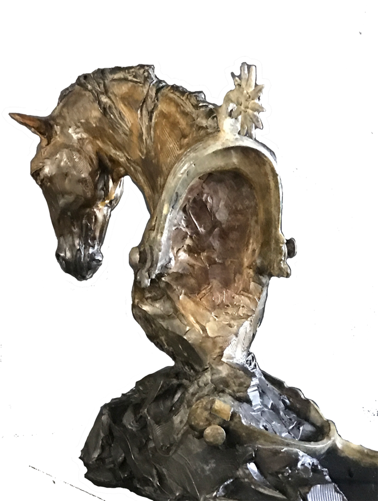 Double Spur Bronze Sculpture - Stallion (750x1000), Png Download