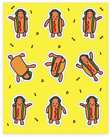 Dancing Hot Dog Sticker Sheet - Snapchat Hot Dog Cloths (484x484), Png Download