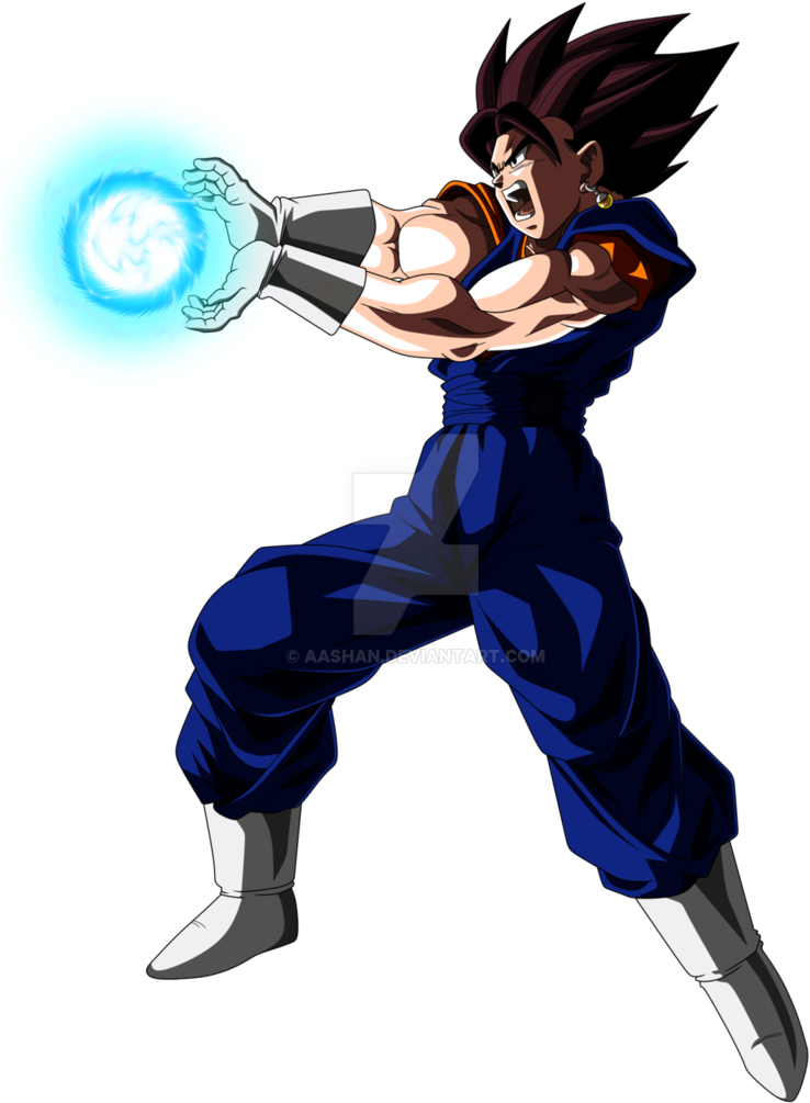 Vegito Kamehameha Pose Shooting Colored With Ball By - Vegito Blue Kamehameha Png (756x1056), Png Download