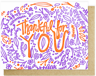 Thankful For You Letterpress Card (450x510), Png Download