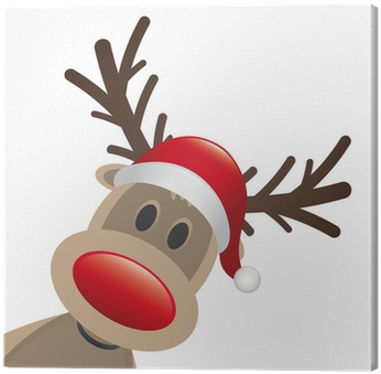 Rudolph Reindeer Red Nose And Hat Canvas Print • Pixers® - Renne Babbo Natale Rudolph (400x400), Png Download