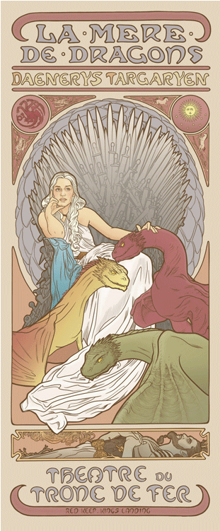 Art Nouveau New And Old - Alfons Mucha Style Drawing (500x750), Png Download