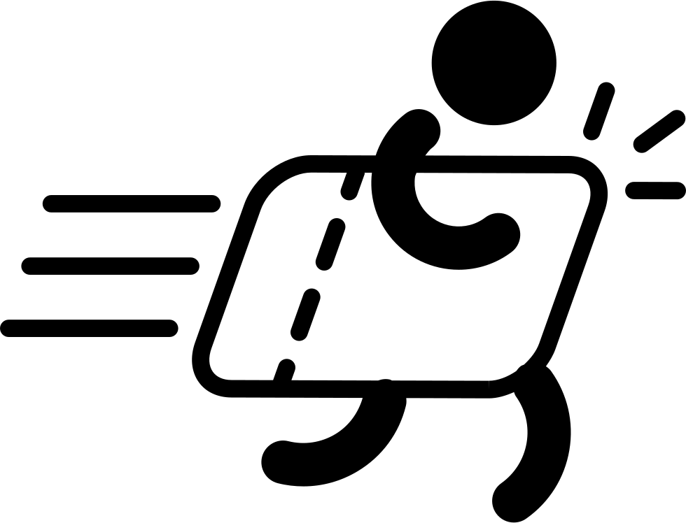Running Man Silhouette With Delivery Comments - Large Delivery Icon (980x748), Png Download