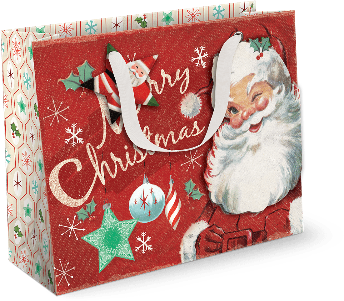 Here Comes Santa Claus Large Gift Bag - Santa By Punch Studio - Santa 'merry Christmas' Gift (1200x1200), Png Download