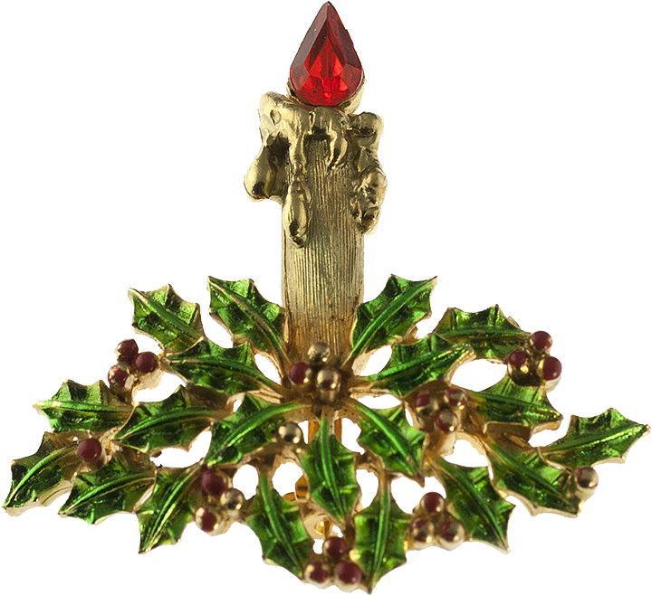 Jj Christmas Candle Brooch From Krombholzjewelers On - Новый Год Елка Рисунок (719x719), Png Download