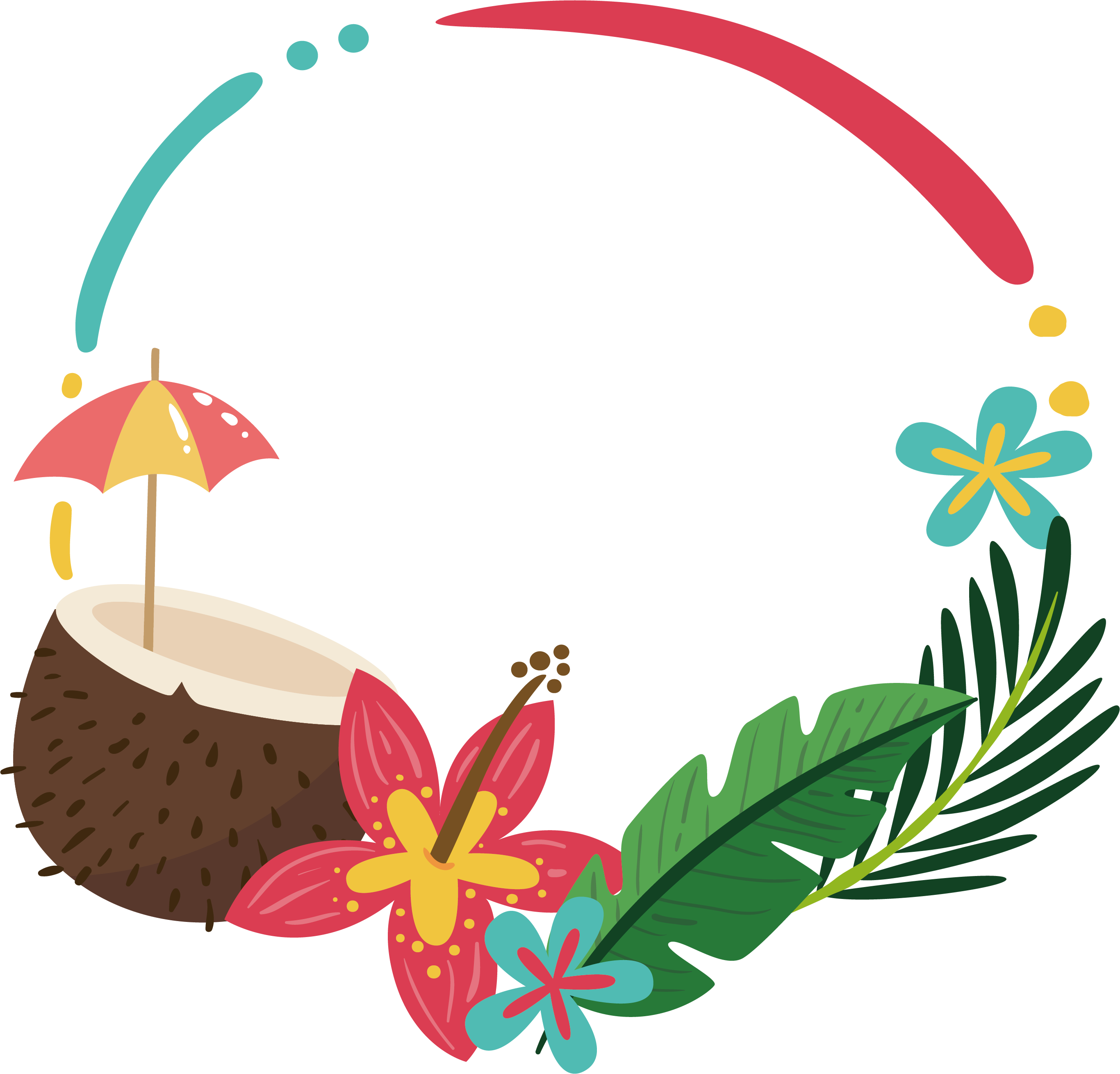 Coconut Palm Summer Border 2732*2620 Transprent Png - Summer Border Flower Png (2732x2620), Png Download