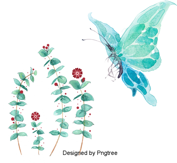 Cartoon Hand-painted Butterfly Flower Design, Cartoon, - Butterfly (640x640), Png Download