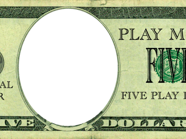 Dollar Clipart Fake Money - Play Money Template $5 (640x480), Png Download