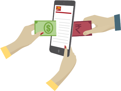 Canadian Dollar On One Side Of A Mobile Device - Money Transfer To China (411x309), Png Download