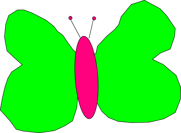 How To Set Use Lime Green And Pink Butterfly Clipart (600x442), Png Download