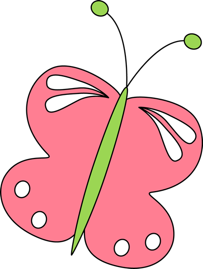 Pink Butterfly Clip Art - Spring Clip Art Butterfly (416x550), Png Download