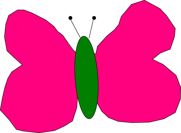 How To Set Use Hot Pink And Green Butterfly Clipart (600x442), Png Download