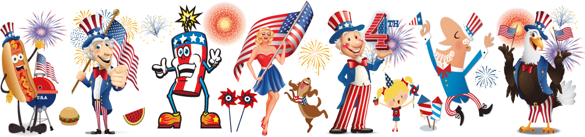 Humorous Cartoon July 4th Cards - Cartoon 4th Of July (1199x282), Png Download