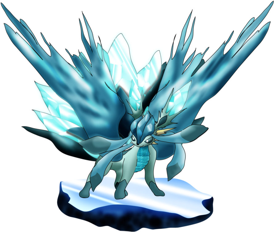 Pokemon Mega Glaceon Dragon Is A Fictional Character - Glaceon Dragon (800x676), Png Download