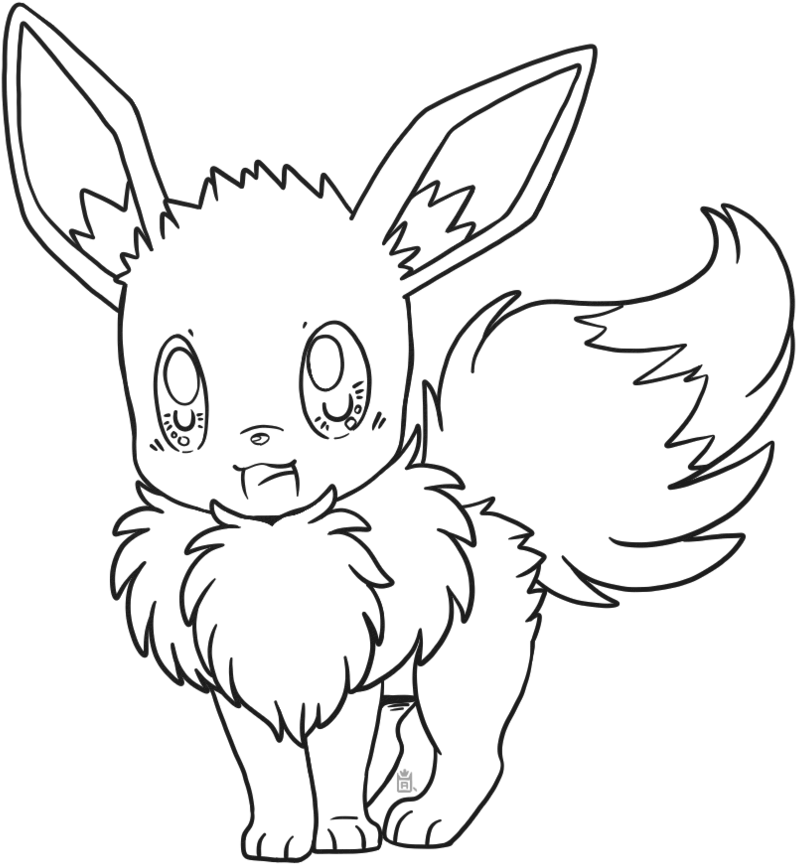 Eevee Free To Use Lineart - Drawing (894x894), Png Download