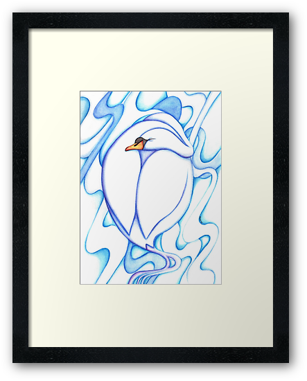 Swan Sleep Art Prints By Anmgoug On Redbubble - Sleepy Swan Shower Curtain (443x550), Png Download