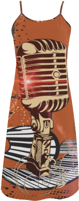 Music, Golden Microphone And Piano Alcestis Slip Dress - Slip Dress (500x500), Png Download