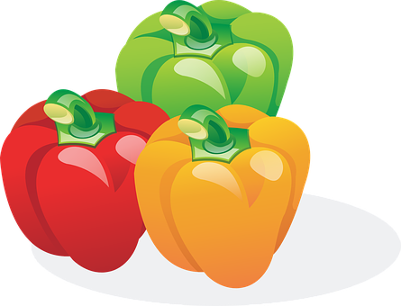 Half Red Pepper Png Clipart - Bell Pepper Clipart Png (445x340), Png Download