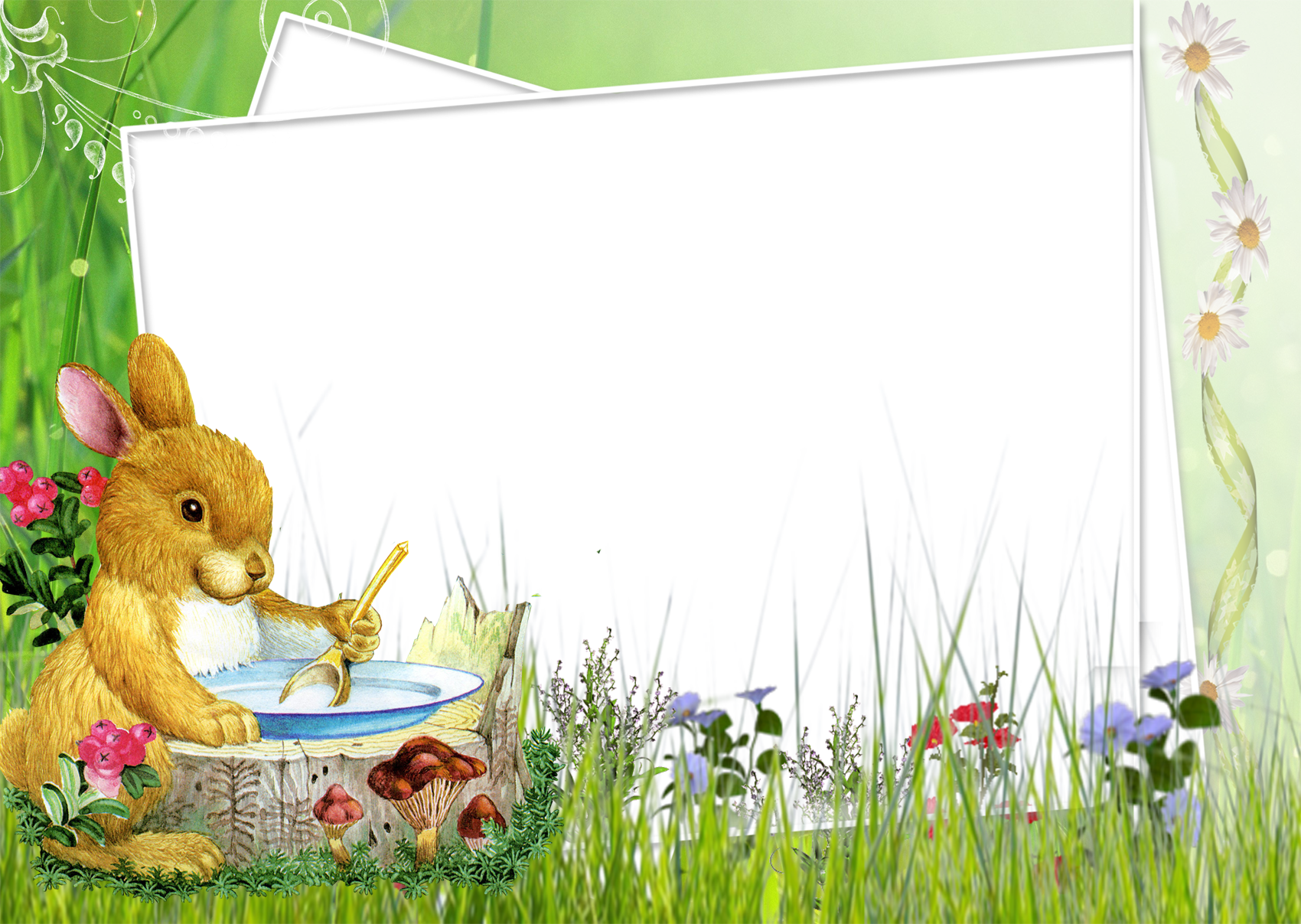 View Full Size - Easter Bunny Photo Frame (1700x1207), Png Download