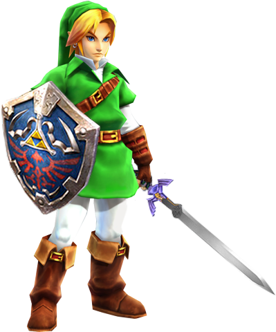Adult Link Hylians Shield And Master Sword - Link Cosplay Ocarina Of Time (496x479), Png Download