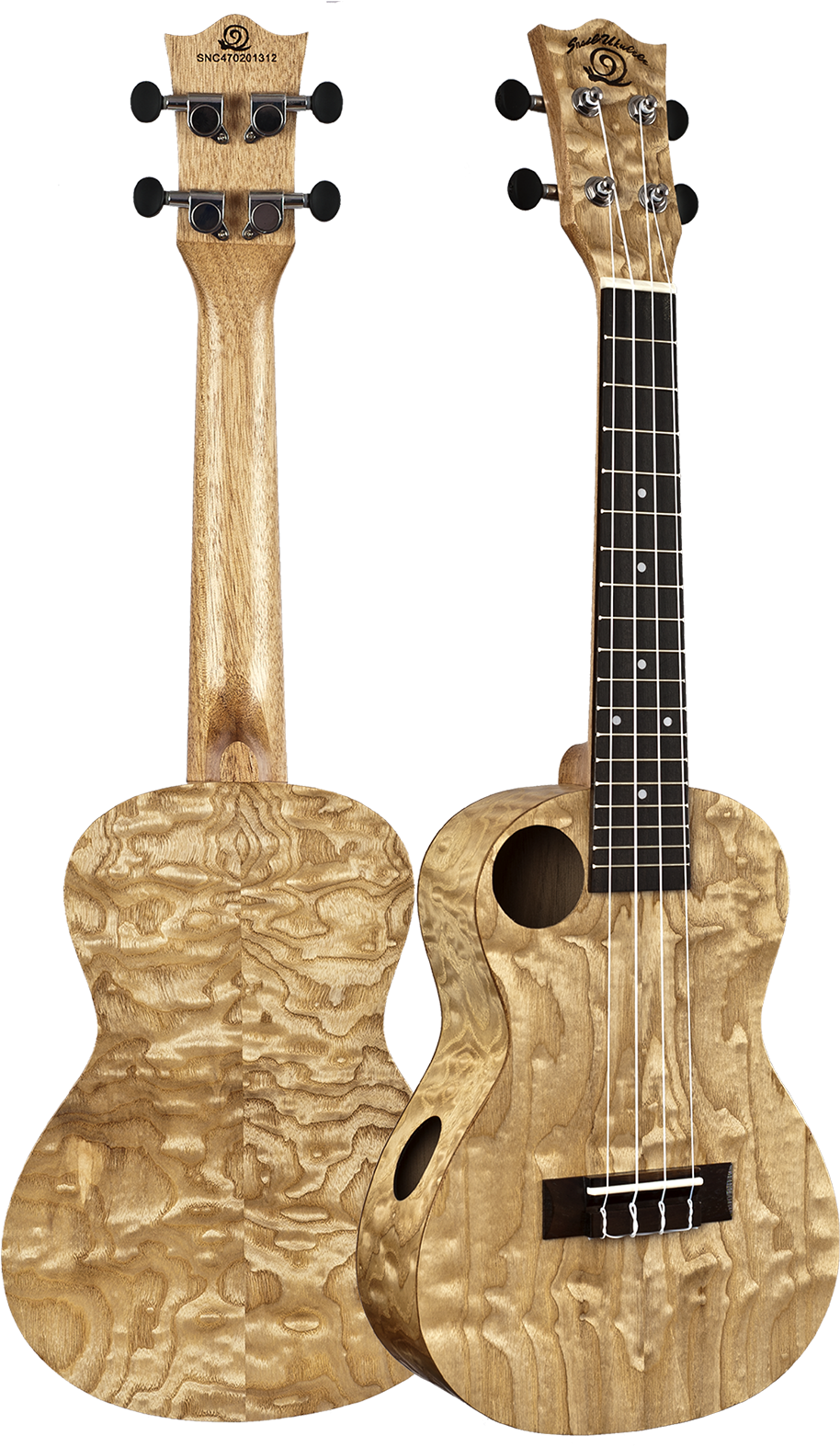 Snail Quilted Ash Ukulele - Amahi Snail Quilted Ash Concert Ukulele With Gig Bag (1000x1584), Png Download