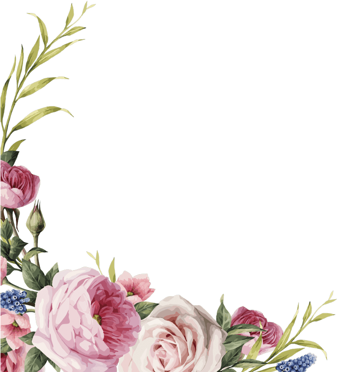 Corner Bouquet Of Flowers And Leaves - Floral Bohemian Border Png (700x809), Png Download