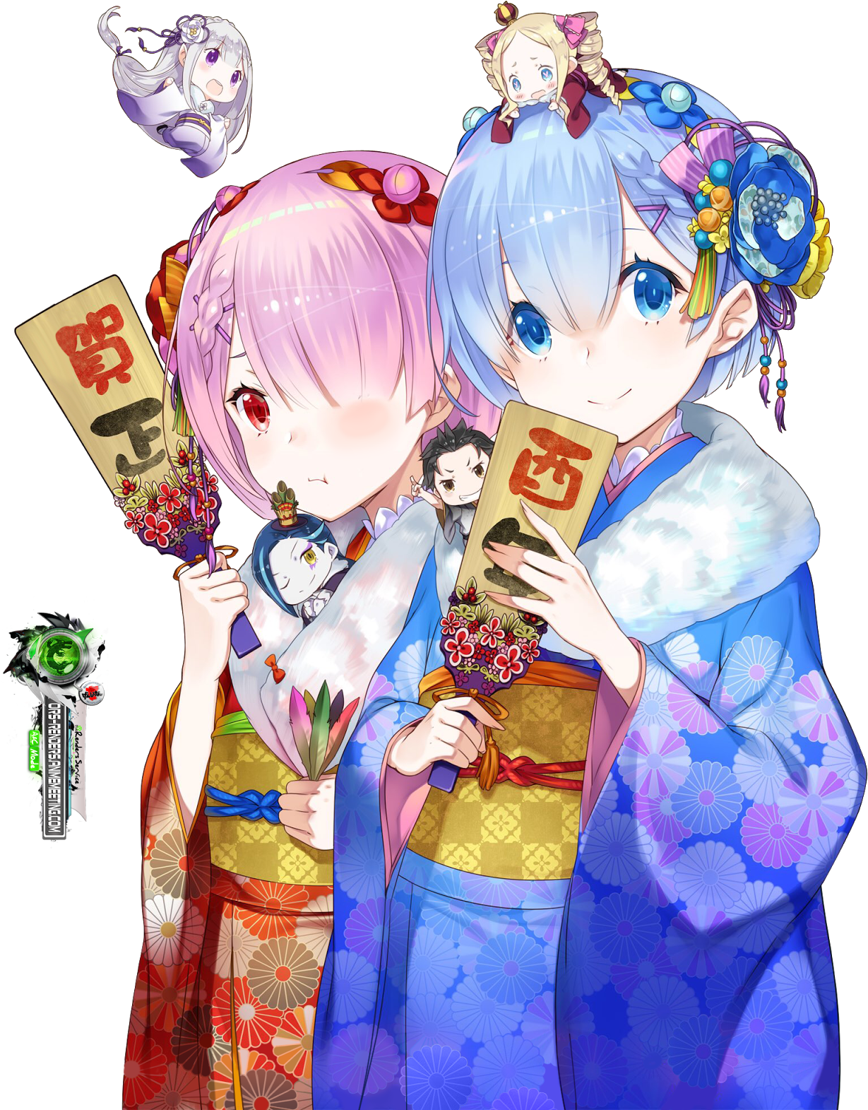 Ram Rem Kimono Re Zero Pinterest Anime Kimono Png Cute - Re Zero Rem Kimono (1247x1600), Png Download