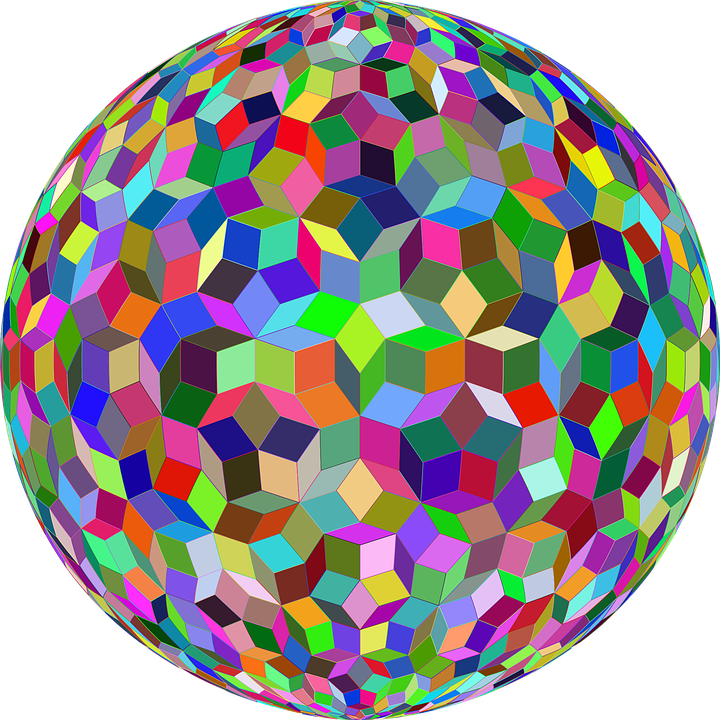 Penrose, Repeating, Pattern, Design, Rhombus, Polygons - 1 Orb I Pink Purple Light Green Blue Png (720x720), Png Download