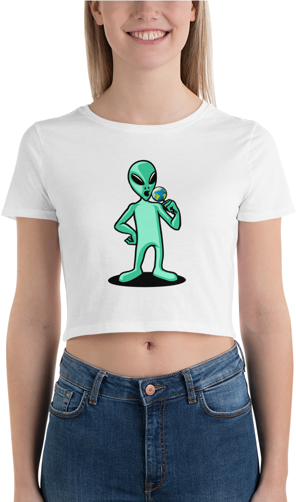 Alien Planet Pop Women's Crop Top - Crop Top (1000x1000), Png Download