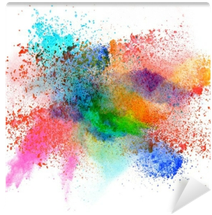 Launched Colorful Powder Over White Wall Mural • Pixers® - Color Powder Explosion Png (400x400), Png Download