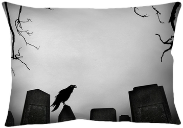 Horror Scene With Cemetery And Raven Silhouette Throw - Leave The Grave Green [book] (400x400), Png Download