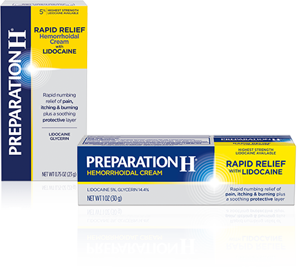Move Products To Left - Preparation H Rapid Relief With Lidocaine Hemorrhoid (430x386), Png Download