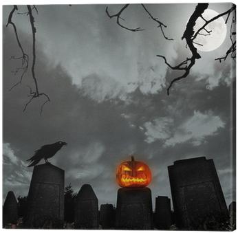 Spooky Halloween Background With Pumpkin And Raven - Spooky Halloween Background With Pumpkin Tote Bag (400x400), Png Download