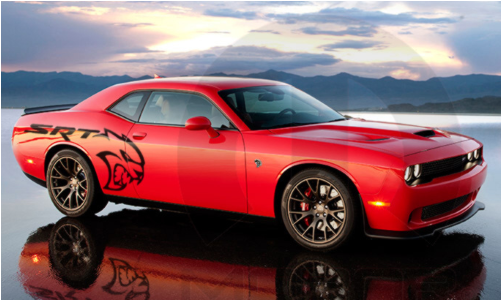 Dodge Challenger Decal - Dodge Challenger Hellcat Decal (500x375), Png Download
