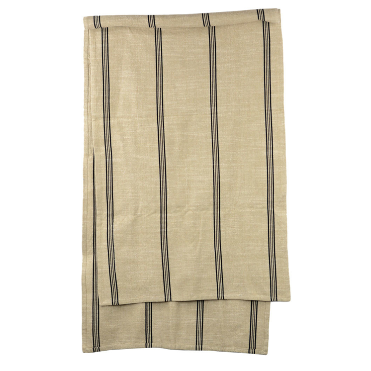 Beige Cotton Table Runner With Black Stripes - Plank (746x746), Png Download