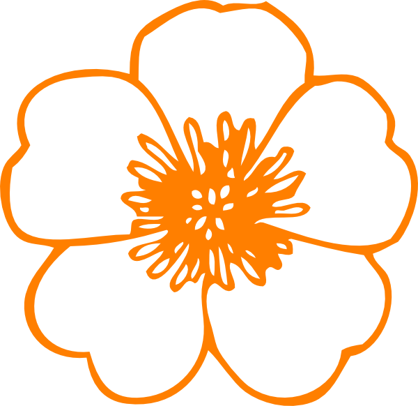 Orange Buttercup Flower Clip Art - Flower Clipart Black And White Outline (600x582), Png Download