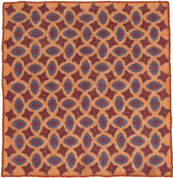 Orange Flower Print Wool Pocket Square - Coussin Rouge Pois Blanc (448x671), Png Download