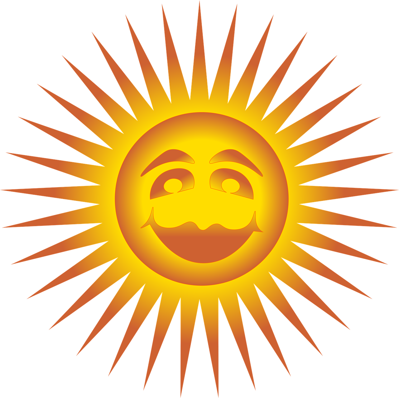 Sun Happy Face Smile Smiley Free Photo - Vector Graphics (1280x1278), Png Download