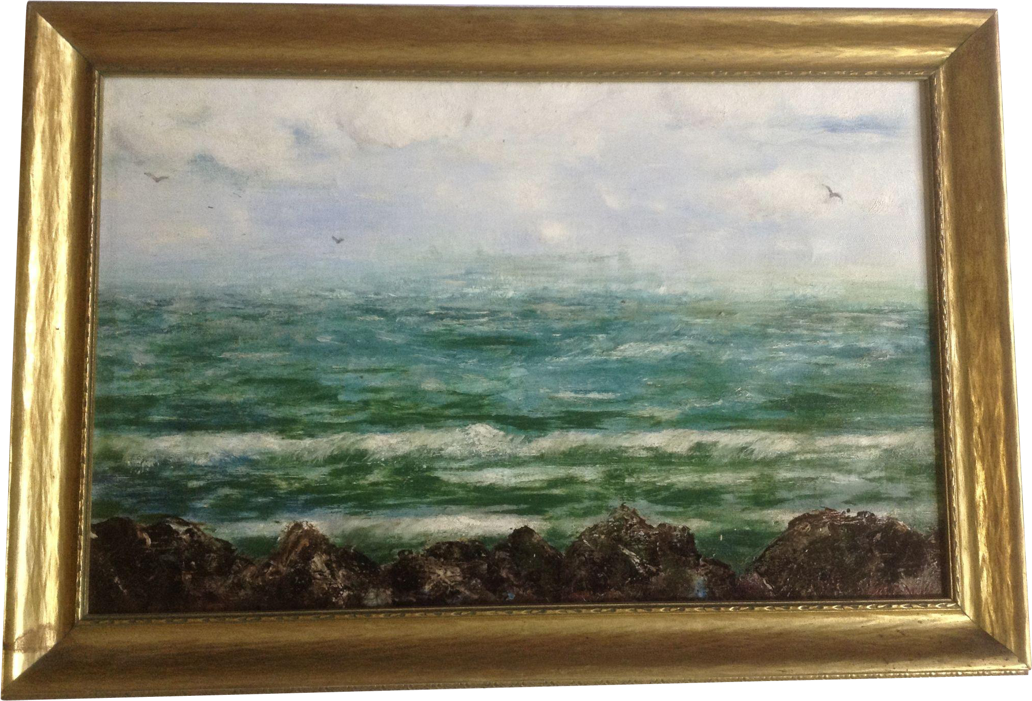 Rambo, Seascape Coastal View Of Great Lake Oil Painting - Picture Frame (2014x2014), Png Download