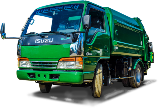 Image - Isuzu Green Garbage Truck (650x449), Png Download